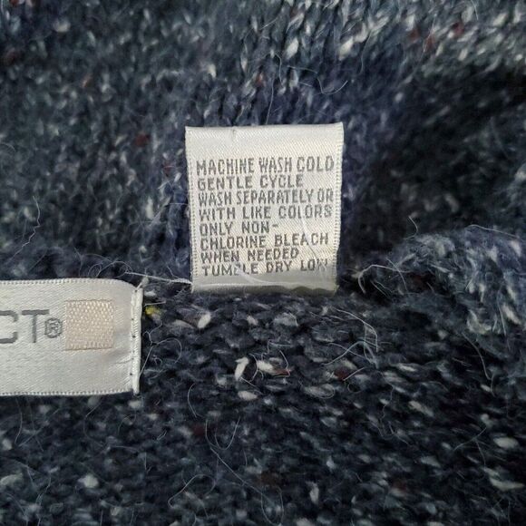 Womens Tweed Knit Cardigan Sweater PXL Slate Blue Red Fleck V Neck Preppy - Picture 5 of 5